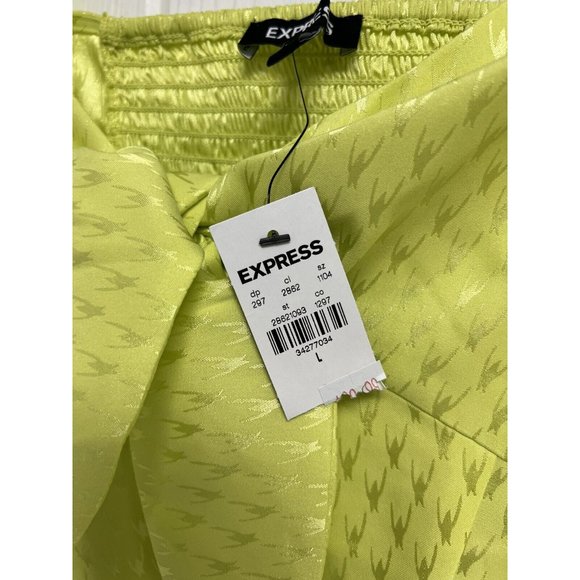 Express Women's Satin Jacquard Tie Front Bodysuit long sleeve size L - Picture 4 of 12